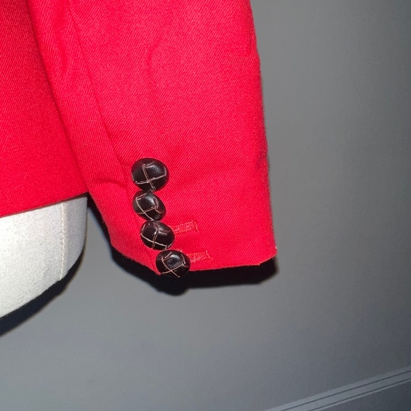 J.Crew Size 2 Red Suiting Two Button Jacket/Blazer with Leather Button - Picture 5 of 16